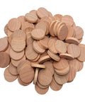 60 Pack 1 Inch Natural Wood Slices Unfinished Round Wood Cookies stacked together, smooth edges for DIY crafting and decor.