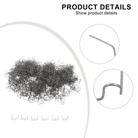 1000Pcs Welder Staples 0.6mm S Wave Staples For Auto Bumper Repair And Plastic Bodywork Kit close-up details of stainless steel staples