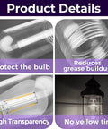 Image showing features of 2 Pack Shatterproof Light Bulb Covers Vapor Tight Ceiling Fixture Shields, highlighting bulb protection and grease reduction.