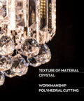 Crystal Chandelier 3 Light LED Flush Mount In Chrome, close-up of crystal glass with polyhedral cutting