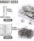 Miniature Jewelry Box Hinges for Crafts 20 Sets Metal Butt Hinges 10.3x8.1mm with Screws shown in packaging and dimensions
