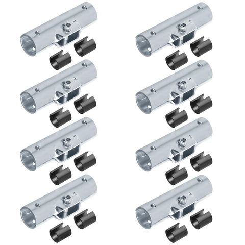 Eight sets structural pipe clamp connectors for three quarter inch EMT direct fit bolts and nuts included, shown in blue finish