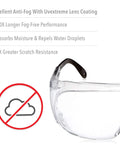 Ultra-Spec 2000 Visitor Safety Glasses With Clear Uvextreme Anti-Fog Lens for office and plant tours, partial view with text.