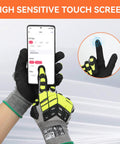 Heavy Duty Work Gloves for Men and Women, Cut Resistant Non Slip Nitrile Grip, Impact Protection, Touch Screen Compatible, ANSI Level 4