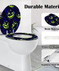 Round Resin Toilet Seat for Bathroom with Halloween design, 16.5" x 14.5", durable resin with stainless steel hinge.