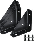 Heavy Duty Four Pack Bed Corner Supports And Hidden Triangular Shelf Brackets Built With Cold Rolled Steel in black with screws.