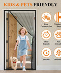 Double-Sided Magnetic Screen Door Fits 32x80 Inch Doors Left Or Right Opening Scratch-Proof Polyester Pet Friendly