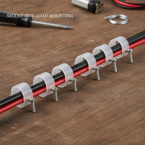 R Type Nylon Wire Holders Open Frame Side Load Clips For Easy Wire Routing And Secure Mounting On Workbenches And Equipment 100 Pack