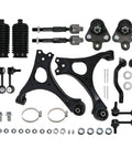 Beefed Up 14 Piece Front Lower Control Arm Suspension Kit With Ball Joint For Honda Civic 2006 2011 Bolt On Direct Fit Replacement Includes Interchange Part Numbers K620382 K620383 K80769 K80768, showing all components arranged.