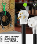 Heavy Duty 20 Foot Welder Extension Cord With 8 AWG Copper 250V NEMA 6 50 STW Power Indicator ETL Listed shown coiled and ends visible