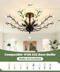 Five Light Crystal Chandelier In Matte Black With Edison E12 Base, 30 Inch Modern Semi Flush Mount dimensions displayed.