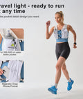 Lightweight Hydration Vest With 350 ML TPU Soft Bottle For Running Hiking And Cycling Adjustable Hands Free Water Pack With Waterproof Phone Pocket For Women And Men in use