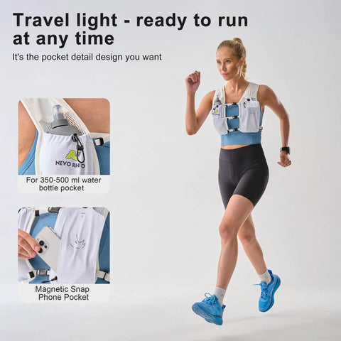 Lightweight Hydration Vest With 350 ML TPU Soft Bottle For Running Hiking And Cycling Adjustable Hands Free Water Pack With Waterproof Phone Pocket For Women And Men in use