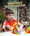 Kids using Motor Powered 10 In 1 STEM Kit For Kids Build 10 Plus Working Gadgets With One Motor Bubble Launcher Spinner And More