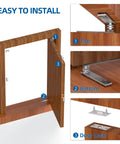 Illustration showing installation of Hidden Door Pivot Hinges Stainless Steel Heavy Duty Hinge Kit for wood and secret doors.