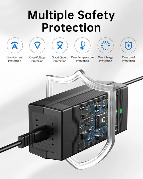 54.6V 2A Five Connector Electric Bike Charger For 48V Lithium Batteries Works With Lectric XP 2.0 And 3.0 Ecotric City Beach Evercross H5 H7 Ebikes And More With Wide Input 100 240V For Fast Plug And Play Home Charging