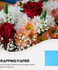 Blue Waterproof Floral Wrapping Paper Foldable 20 Sheets used in a bouquet with colorful flowers view.