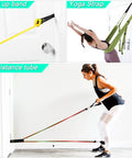 Image of Badass Heavy Duty Padded Door Anchor For Resistance Bands And Suspension Training with pull up band and resistance tube.