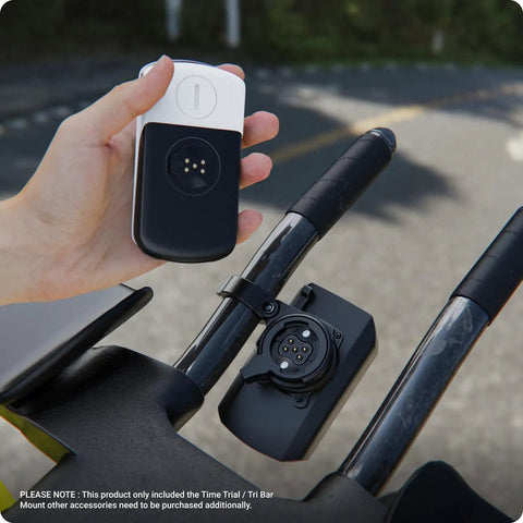 Dope Tri Bar Time Trial Mount for Garmin Edge GPS Bike Computers, fits 22.2mm handlebars, showing installation on bars.