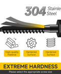 Illustration of a 304 stainless steel lag bolt highlighting high-quality material and hardened surface attributes.