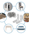 16 Pcs Stainless Steel L Bracket Set With 64 Screws, 90 Degree Right Angle Corner Braces for Shelves, Tables, Chairs, Dressers and Furniture