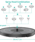 Solar panel with 8 nozzles for 28 Inch Solar Powered Bird Bath With 3.5 Watt Fountain Kit And 8 Nozzles For Outdoor Backyard Garden Courtyard Weather Resistant Polyresin Pedestal Green Finish