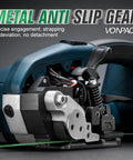 Heavy Duty Electric Handheld Strapping Tool With Rechargeable Battery Digital Control For PP PET Banding Up To 5/8 Inch Wide Bands close-up of metal anti-slip gear.