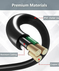 Cross-section of Heavy Duty 8 Foot 16 Gauge 3 Wire Power Tool Cord showing PVC outer jacket and copper cabling.