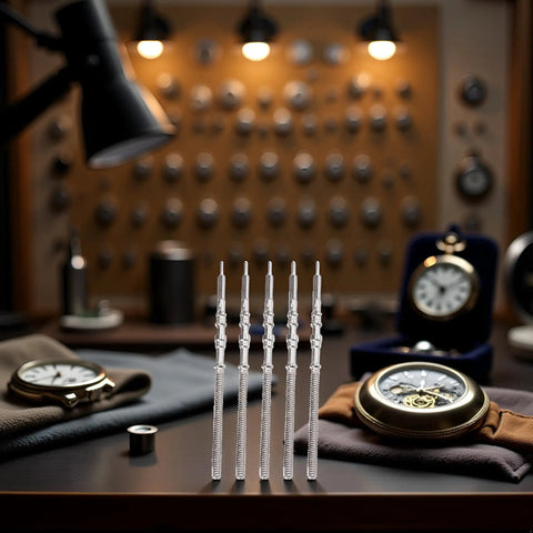 Five Piece Silver Movement Watch Stem Crown Kit For NH35 NH36 NH38 NH39 Movements And Repair Tools Spare Parts Set