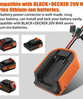 Dual Pack Dope Power Wheel Adapter Kit For 20V Max Batteries display with Black+Decker 20V MAX battery compatibility