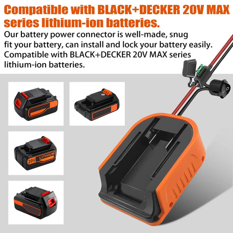 Dual Pack Dope Power Wheel Adapter Kit For 20V Max Batteries display with Black+Decker 20V MAX battery compatibility