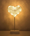 Cozy Star Shaped Table Lamp Cordless Battery Powered Night Light With Winding Cotton Thread And Warm LED, heart-shaped glow