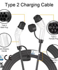Pro Grade Type 2 EV Charging Cable Mode 3 Male To Female 22KW Three Phase 32A 16 FT with Type 2 male and female plugs.