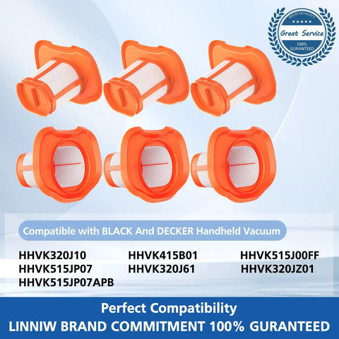 Wasable Vacuum Filter 6-Pack for Handheld Vacuums Beast Mode Compatible With HHVK Series Models on white background.