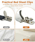 Set Of 4 Bed Sheet Straps With Metal Clips Adjustable Fitted Sheet Holders demonstrating effective grip