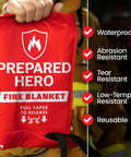Go To Emergency Fire Blanket 39 By 39 Inches, 1 Pack for Home and Kitchen Fire Suppression, shown in red packaging.