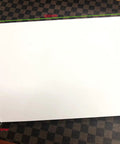 Pearled White Sublimation Aluminum Blanks Metal Signs 8x12 Inch 0.45mm Thick With 4 Pre Drilled Holes And Mounting Screws shown in hand