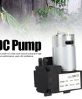 Micro Dc Vacuum Pump Air Trap Device With Killer Suction Low Noise Heavy Duty Shop Grade Workhorse That Is Solid As A Rock Premium Plastic Shell Stable Flow Control For Industrial Pipeline Workshop Projects Dc12V side view of compact pump with specifications highlighted