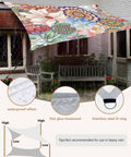 Boho Floral 8x10 Ft Sun Shade Sail Canopy Patio Ready Backyard Friendly Garden Deck Porch Outdoor Shade Cloth Waterproof UV Block With Sturdy Seams And Tear Resistant Construction installed in a backyard setting