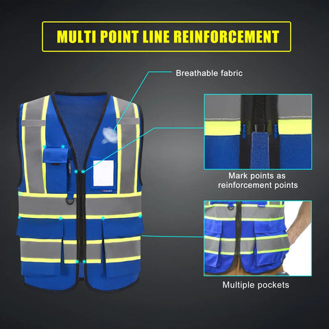 Top Shelf High Visibility Safety Vest With Heavy Duty Reflective Tapes Built Different For Construction Crews And Road Workers Who Want Straight Fire Visibility, showing breathable fabric and multiple pockets.