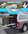 Beefy 76 Inch Drawer Slides With Full Extension Side Mount Rails, 500 Lb Load Capacity, lockable with bright yellow handles in truck