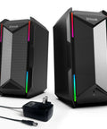 Beefy Desktop Computer Speakers For Music And Gaming, DC Powered 30W Peak, Bluetooth 5.3, RGB Lighting With Adapter
