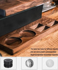 Keep Your Daily Grind Fresh And Ready To Roll With This Dope Two Tier Coffee Bean Jar Featuring Twelve Single Dose Tubes And Built In Tamper Holder For Smooth Home Espresso Brewing. Wooden base with compartments for coffee accessories.