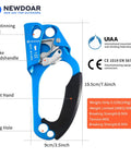 Right Hand Rope Ascender For 8 To 13mm Rope, Ultra Lightweight Aluminum Rope Clamp, Arborist Rappelling Gear That Crushes It, UIAA CE Certified, 140kg Load Limit, 8.5kN Breaking Strength, Blue Right