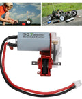 Heavy Duty RC Gearbox With 050 50T Steel Motor For RC Cars showing brushed motor and sealed transmission design.