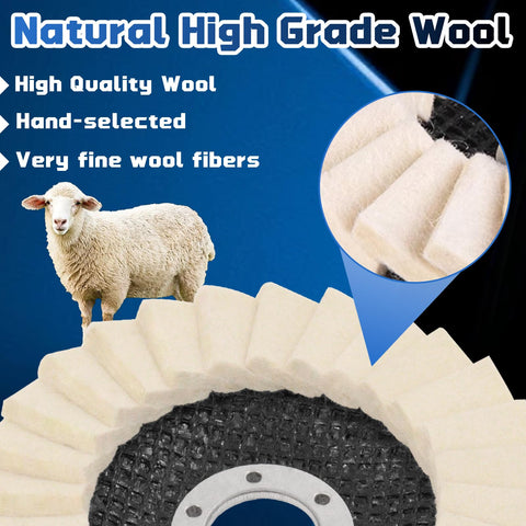 5 Pack Wool Felt Flap Polishing Discs For Angle Grinder Four Point Five Inch By Seven Eighth Inch Arbor High Density Wool Buffing Pads