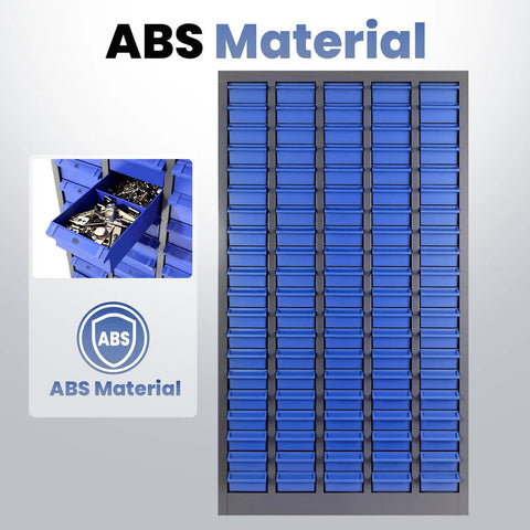 100 Drawer Nut And Bolt Organizer With Alloy Steel Frame And ABS Drawers, 26 Inch Long By 9 Inch Wide By 46 Inch High