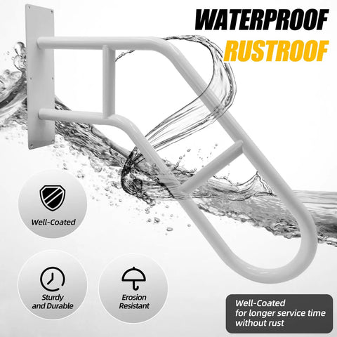 Rock Solid Outdoor Handicap Grab Bar For Steps Heavy Duty Wall Mount Handrail with smooth matte finish and waterproof design.