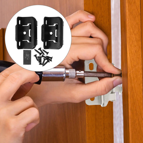 Installing self closing cabinet door hinges in half inch steel with strong spring autoclosing mechanism on wood cabinets.