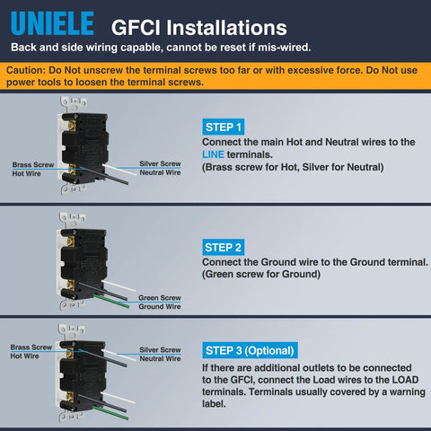 Installation instructions for 10-Pack Outdoor GFCI Receptacle Outlet 20 Amp Weather-Resistant Ground Fault Interrupter.